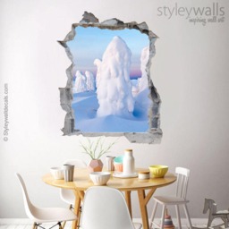 Ice Wall Decal, Nature Sticker, Iceberg Hole in The 3D Effect Broken Mural Home Decor - thumbnail 2