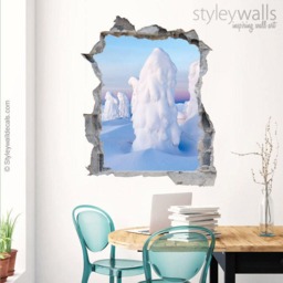 Ice Wall Decal, Nature Sticker, Iceberg Hole in The 3D Effect Broken Mural Home Decor