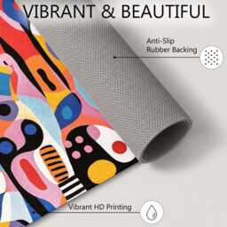 Colourful Abstract Geometric Modern Art Rug Non-Slip Soft Area Carpet Bedroom Living Room Hallway Mat Decor - Made in UK - thumbnail 4