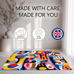 Colourful Abstract Geometric Modern Art Rug Non-Slip Soft Area Carpet Bedroom Living Room Hallway Mat Decor - Made in UK - thumbnail 2