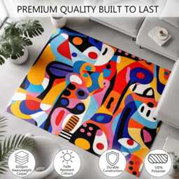 Colourful Abstract Geometric Modern Art Rug Non-Slip Soft Area Carpet Bedroom Living Room Hallway Mat Decor - Made in UK - thumbnail 3