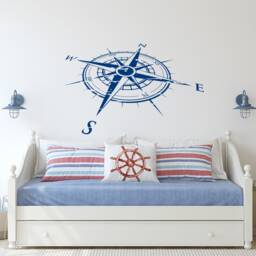 Nautical Compass Rose Vinyl Decal Coastal Wall Art P125 - thumbnail 2