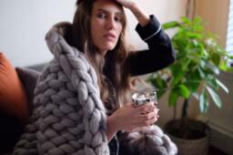Chunky Knit Blanket, 100% Merino Wool. Handmade in The Usa. Available For Shipping 5-7 Business Days - thumbnail 1