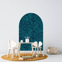 Turquoise Lines Arch Wall Decal , Removable Abstract Line Art Peel & Stick Headboard Sticker - Thevinylcreation - thumbnail 1