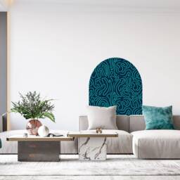 Turquoise Lines Arch Wall Decal , Removable Abstract Line Art Peel & Stick Headboard Sticker - Thevinylcreation - thumbnail 3