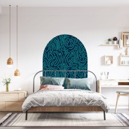Turquoise Lines Arch Wall Decal , Removable Abstract Line Art Peel & Stick Headboard Sticker - Thevinylcreation - thumbnail 2