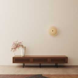 Handmade Walnut Lowboard - Mid-Century Modern Slatted Door Tv Stand - thumbnail 3