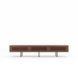 Handmade Walnut Lowboard - Mid-Century Modern Slatted Door Tv Stand - thumbnail 2