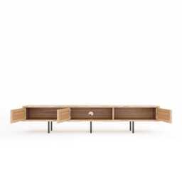 Handmade Walnut Lowboard - Mid-Century Modern Slatted Door Tv Stand - thumbnail 4