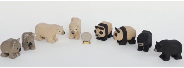 Hand Carved Wooden Bear Figurines, Koala, Polar, Panda, Black Bears - image 1