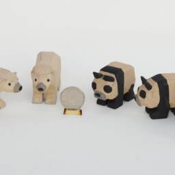 Hand Carved Wooden Bear Figurines, Koala, Polar, Panda, Black Bears - thumbnail 2