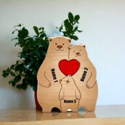 Personalised Wooden Bear Family Puzzle, Custom Ornament, Woodland Keepsake Gift For Mum, Dad &kids, Home Decoration, Unique - thumbnail 3