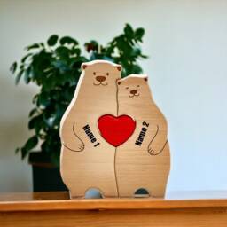 Personalised Wooden Bear Family Puzzle, Custom Ornament, Woodland Keepsake Gift For Mum, Dad &kids, Home Decoration, Unique - thumbnail 2