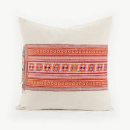 Hill Tribe Textile Pillow Cushion Tribal Fabric Colorful Tassel Patchwork Cover #idpa - thumbnail 1