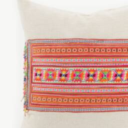 Hill Tribe Textile Pillow Cushion Tribal Fabric Colorful Tassel Patchwork Cover #idpa - thumbnail 2