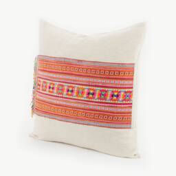 Hill Tribe Textile Pillow Cushion Tribal Fabric Colorful Tassel Patchwork Cover #idpa - thumbnail 3