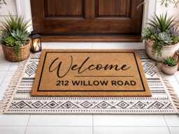 street Name Rug - Elegant Script Entryway D??cor Custom Door Number Plaque - thumbnail 1