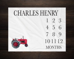 Farm Tractor Milestone Blanket Month Baby Growth Tracker Soft Fleece Shower Gift Newborn Boy Watch Me Grow