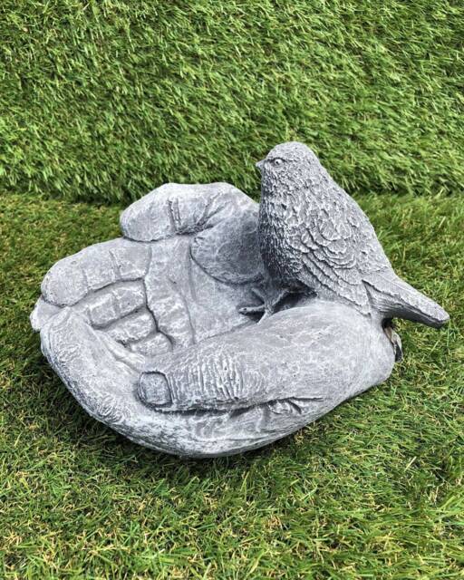 Large Bird in Hand Feeder Concrete Outdoor Animal Frost Protected - image 1