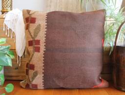 Vintage Handwoven Kilim Cushion Cover - Slitweave Wool, 24 Inch