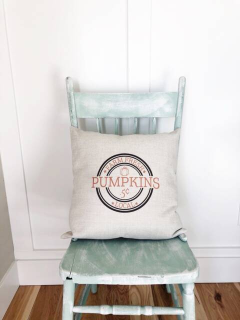 Farm Fresh Pumpkin Linen Pillow Cover - Autumn Farmhouse Decor - image 1