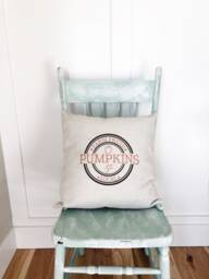 Farm Fresh Pumpkin Linen Pillow Cover - Autumn Farmhouse Decor - thumbnail 1