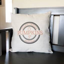 Farm Fresh Pumpkin Linen Pillow Cover - Autumn Farmhouse Decor - thumbnail 2