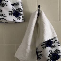 "Hand Towel, African Print Khanga Fabric & Cotton Terry Cloth, 16.5"" X 27" - thumbnail 3