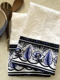 "Hand Towel, African Print Khanga Fabric & Cotton Terry Cloth, 16.5"" X 27"
