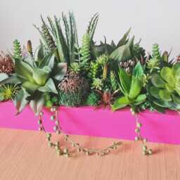Faux Succulent Planter Artificial Foliage Wood Centrepiece, Modern Decor - thumbnail 4