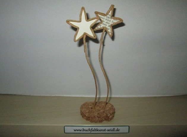 2 Wire Stars, Customizable/White Or With Book Text, As A Gift Decoration, For Birthdays, Christmas, Etc., Height Approx. 14 cm