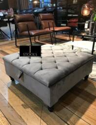 Handmade Grey Velvet Ottoman With Storage - Living Room Bench, UK Made - thumbnail 3