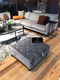 Handmade Grey Velvet Ottoman With Storage - Living Room Bench, UK Made - thumbnail 2