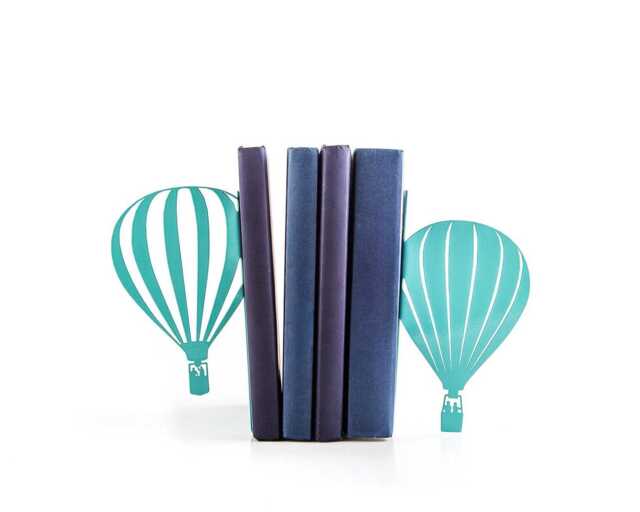 Hot Air Balloon Bookends Metal Adventure Nursery Decor - image 1