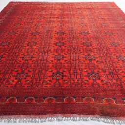 10x13 Red Bukhara Rug, 9'7x12'6 Ft Traditional Afghan Hand Knotted Fine Wool Oriental Turkmen Tribal Bedroom, Living Room Rug - thumbnail 3