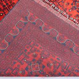 10x13 Red Bukhara Rug, 9'7x12'6 Ft Traditional Afghan Hand Knotted Fine Wool Oriental Turkmen Tribal Bedroom, Living Room Rug - thumbnail 4