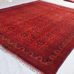 10x13 Red Bukhara Rug, 9'7x12'6 Ft Traditional Afghan Hand Knotted Fine Wool Oriental Turkmen Tribal Bedroom, Living Room Rug - thumbnail 2