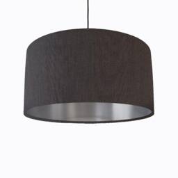 Charcoal Grey Lampshade in Linen With Silver Lining