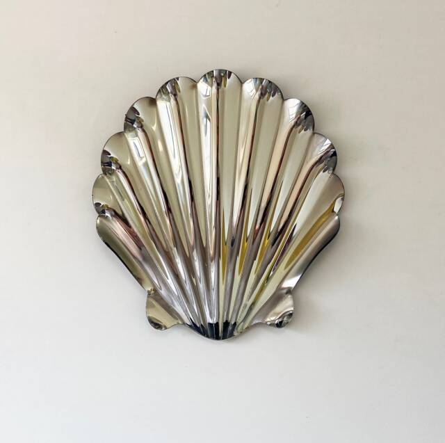 Seashell Wall Mirror, Modern Silver Decor - image 1
