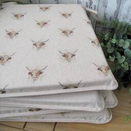 Highland Cow Reversible Chair Pads, Tapered Seat Pad Set - thumbnail 1