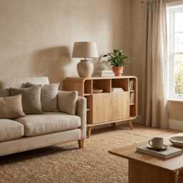 Wood Bookcase/Shelving Unit Console With Shelving, High Dresser Shelf, Book Stand Record Storage Media Console, Art Deco, Cupboard - thumbnail 3