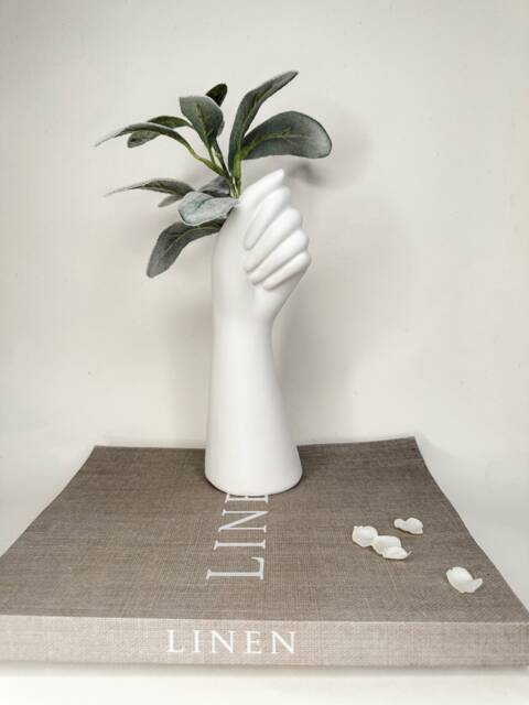 Unique Vase - White Ceramic Hand Quirky Home Accessory Minimalistic Homeware Fashionable Accessories Decor - image 1