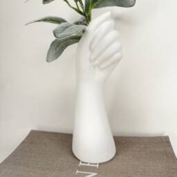 Unique Vase - White Ceramic Hand Quirky Home Accessory Minimalistic Homeware Fashionable Accessories Decor - thumbnail 2