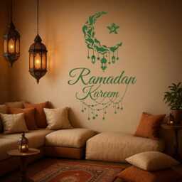 Ramadan Kareem Vinyl Wall Decal Islamic Center Holy Month Art Crescent Star Interior Decor Stickers Mural - #2937Di - thumbnail 2