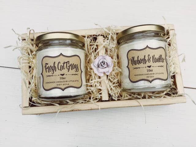 Scented Candle Gift Set With Wooden Box, Handmade Soy Wax Candles