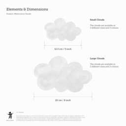 Grey Watercolour Clouds Fabric Wall Stickers. Removable & Reusable - thumbnail 2