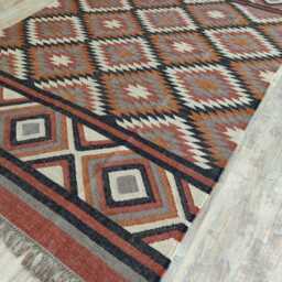 Wool Jute Kilim Rug - Diamond Tribal - Living Room, Bedroom, Hallway, Entryway - thumbnail 2