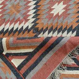 Wool Jute Kilim Rug - Diamond Tribal - Living Room, Bedroom, Hallway, Entryway - thumbnail 4