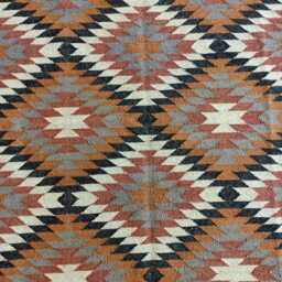 Wool Jute Kilim Rug - Diamond Tribal - Living Room, Bedroom, Hallway, Entryway - thumbnail 3
