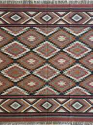 Wool Jute Kilim Rug - Diamond Tribal - Living Room, Bedroom, Hallway, Entryway - thumbnail 1